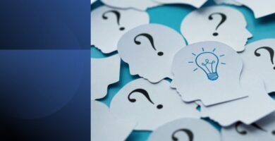 Paper cutout heads with question marks and a light bulb, symbolizing curiosity, logic, and truth in communication.