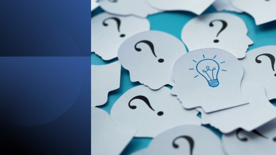 Paper cutout heads with question marks and a light bulb, symbolizing curiosity, logic, and truth in communication.