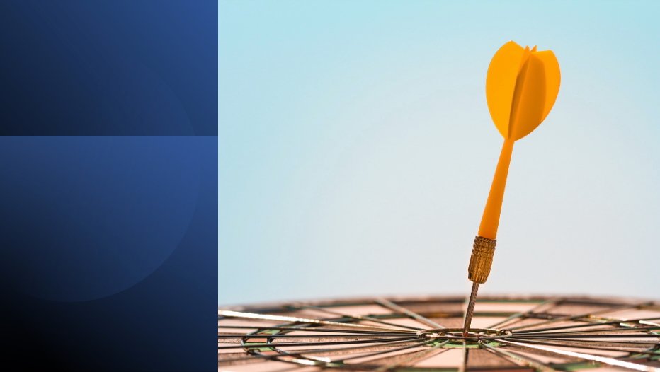 SMART Goals framework visual showing a dart hitting the target to represent focused goal achievement.